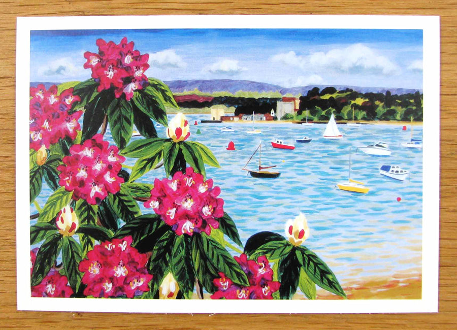 Rhododendrons from Evening Hill & Poole Harbour Greeting Card