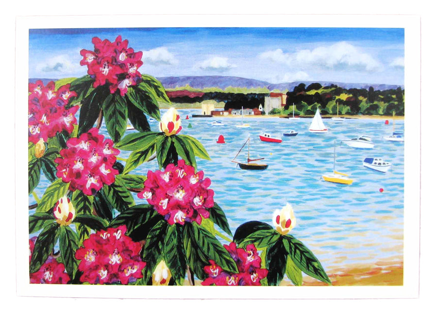 Rhododendrons from Evening Hill & Poole Harbour Greeting Card