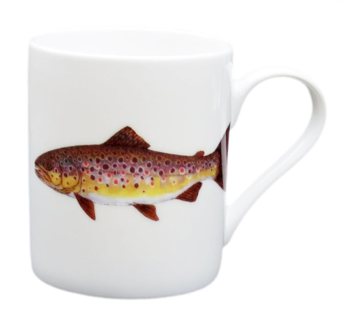 Brown Trout Small Mug styled on the table