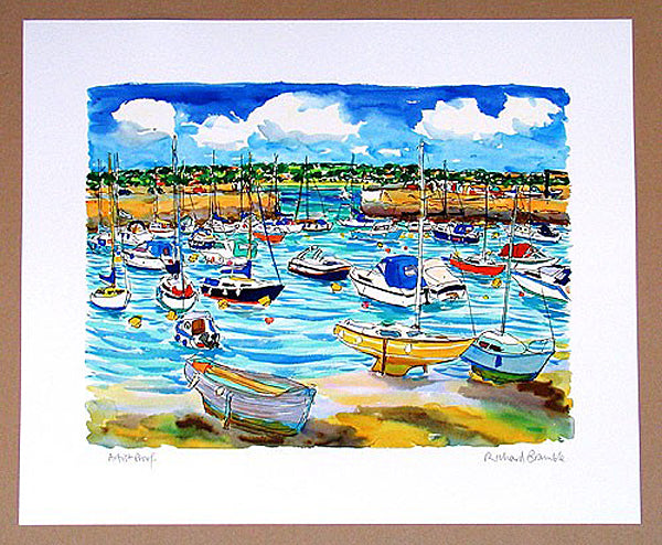 St Aubins Harbour Print Jersey by Richard Bramble