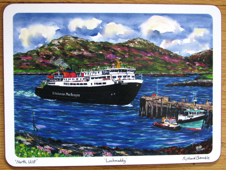 Lochmaddy Caledonian MacBrayne Ferry, North Uist, Outer Hebrides Tablemat by Richard Bramble