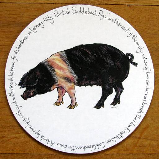 British Saddleback Pig Tablemat by Richard Bramble
