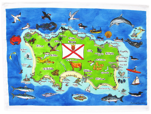 Richard Bramble Jersey Map Tea Towel