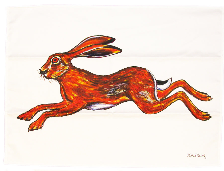 Hare Leaping Tea Towel