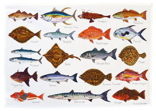 Richard Bramble North American & Tropical Sea fish Tea Towel
