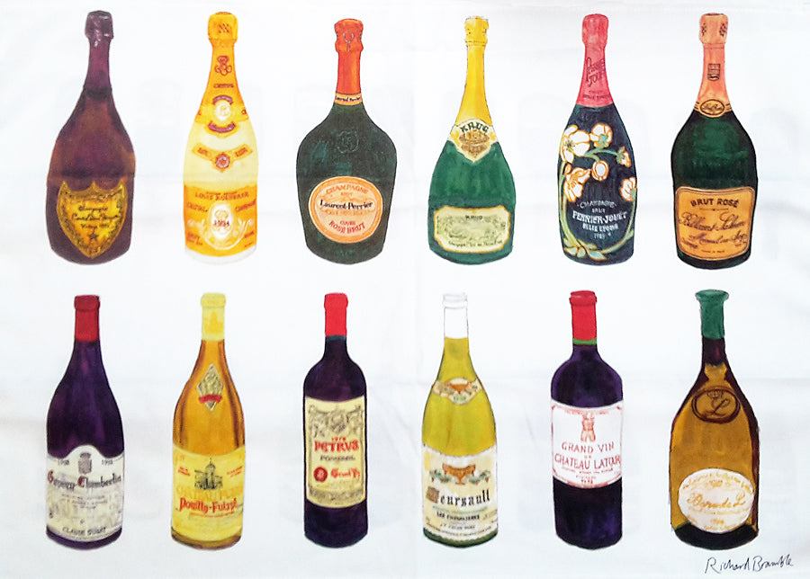 Wine Champagne Tea Towel Richard Bramble — Richard Bramble Store